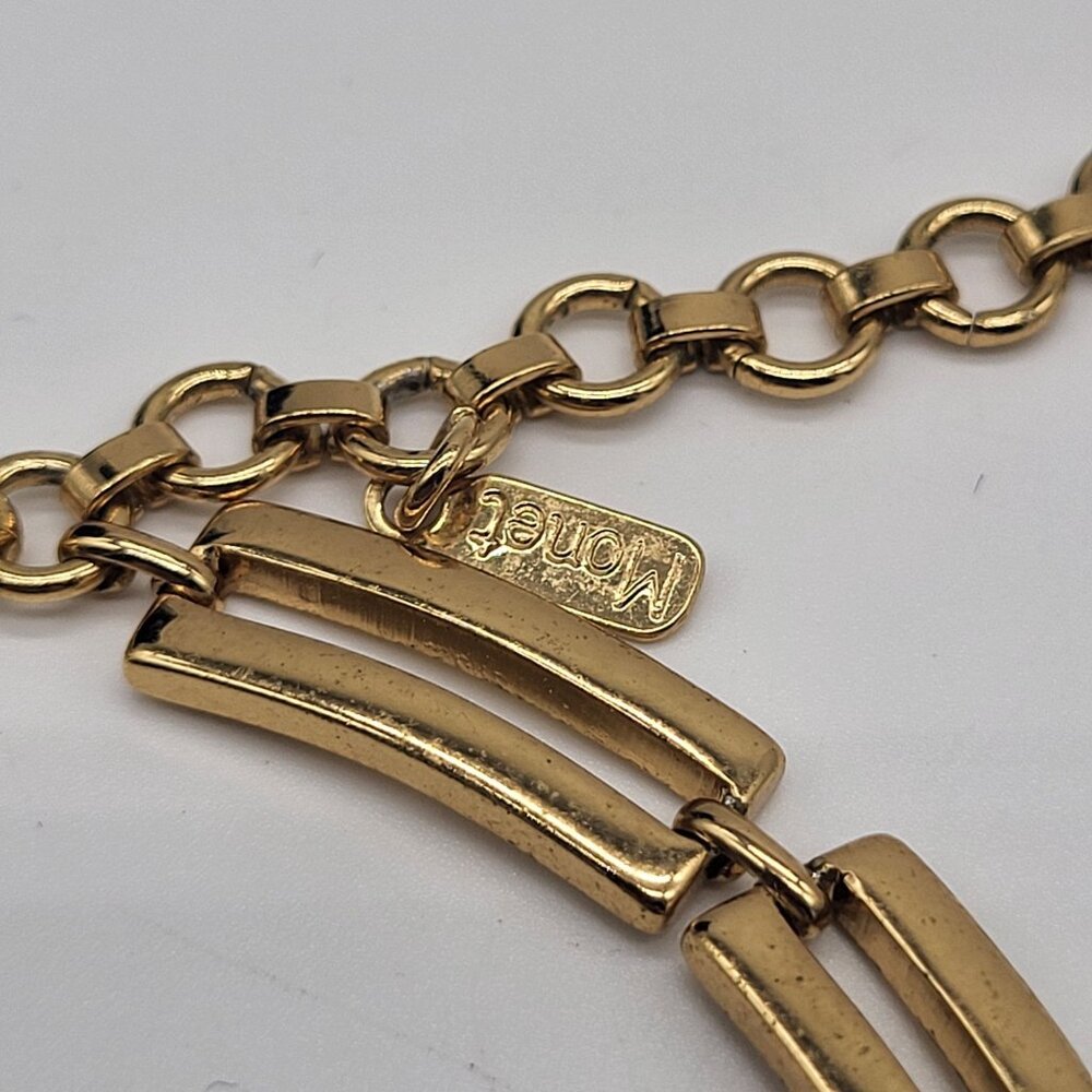 VTG Monet Gold Tone Open Link Chain Choker Necklace - Picture 4 of 8